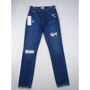Boyish‎ By Her Womens Jeans 26 Blue The Billy Skinny Distressed Button Fly NWT